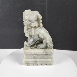 Antique Chinese Hand Carved Soapstone Fu Dog Temple Lion Figurine